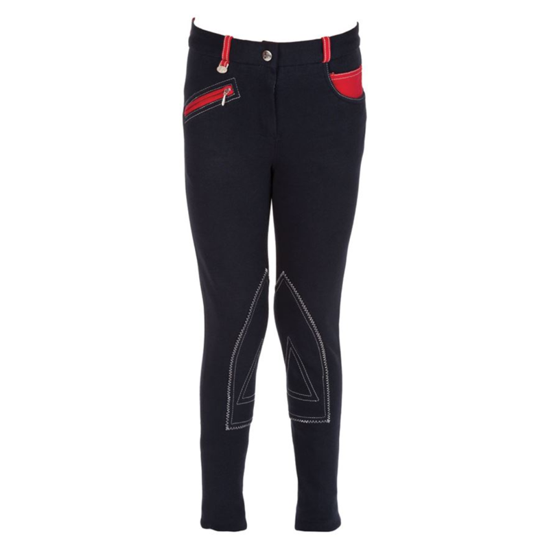 Hy Equestrian Diesel Children's Jodhpurs - Navy/Red