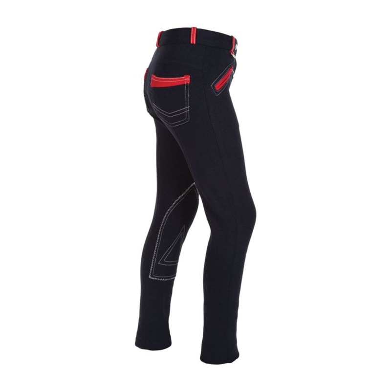 Hy Equestrian Diesel Children's Jodhpurs - Navy/Red-1