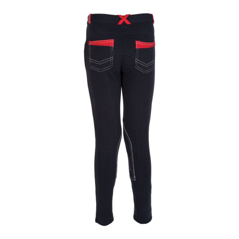 Hy Equestrian Diesel Children's Jodhpurs - Navy/Red-2