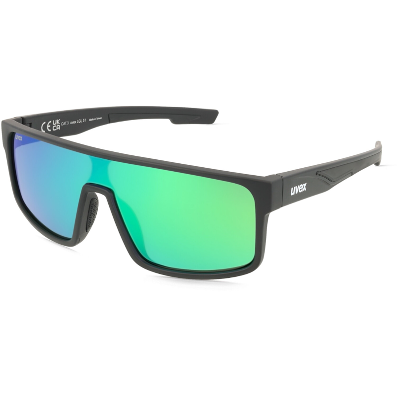 Uvex LGL 51 Sunglasses  - Black Matt/Mirror Green