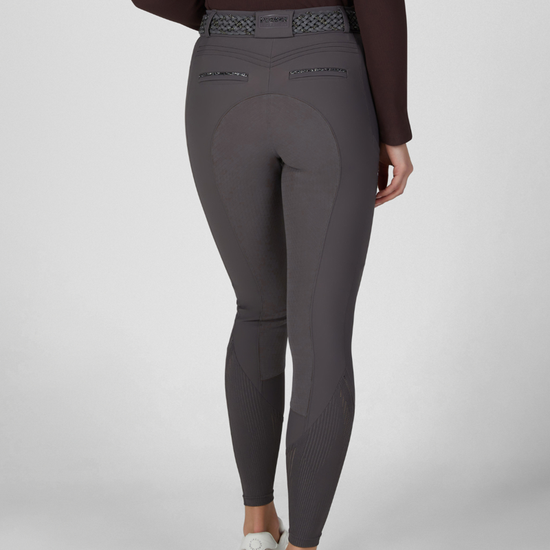 Pikeur Ladies Ceelina Grid TexLeather Breeches - Basalt Grey-7