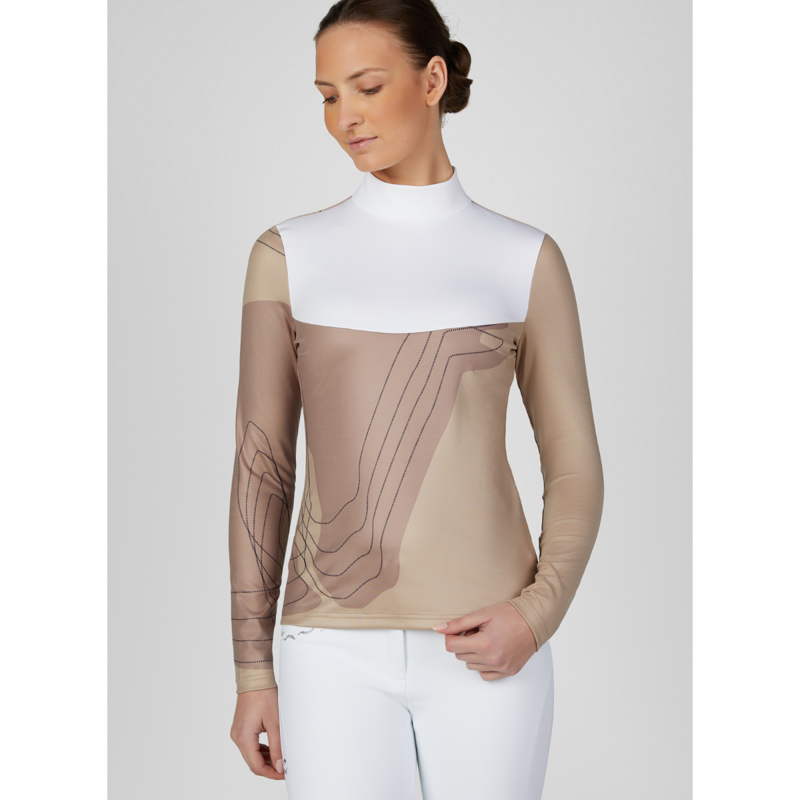 Pikeur Ladies Selection Long Sleeved Competition Shirt - Mocha Cream-2