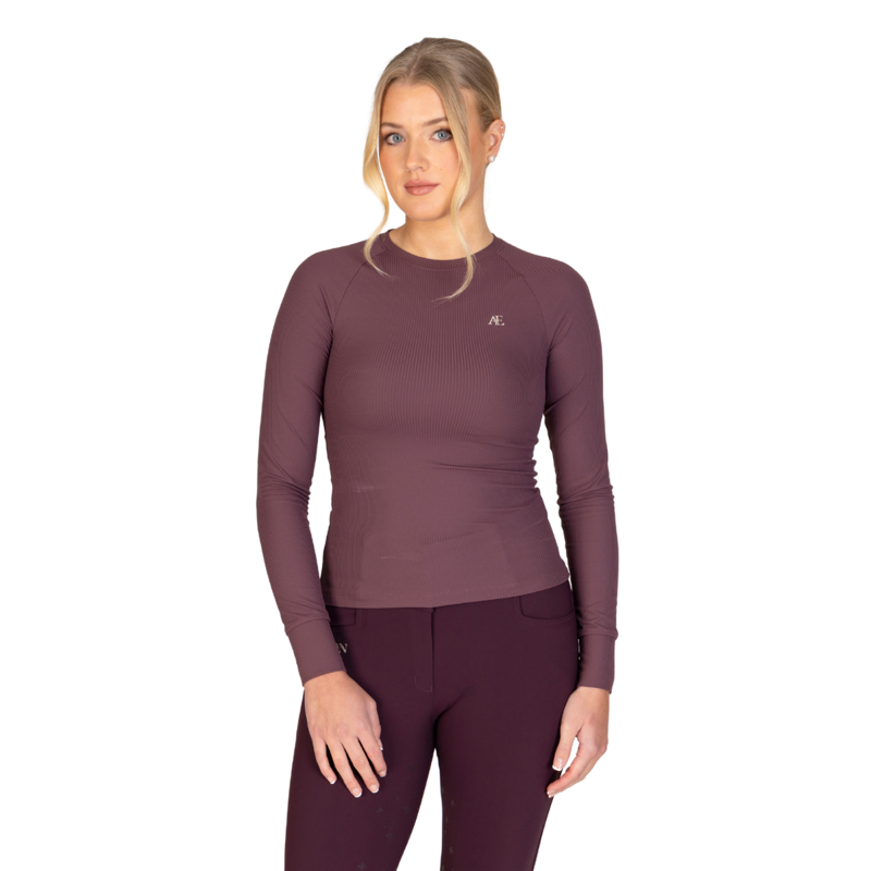 Aubrion Equestrian Ribbed Long Sleeve Top - Thistle