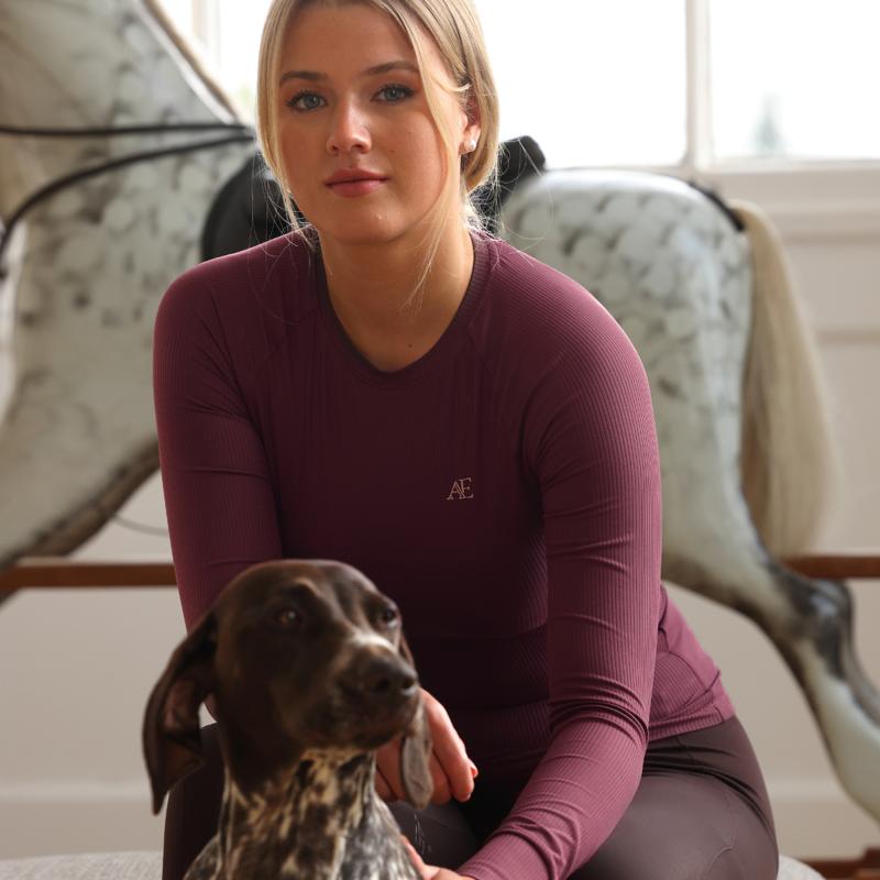 Aubrion Equestrian Ribbed Long Sleeve Top - Thistle-10