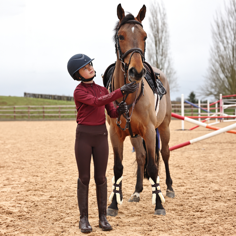 Aubrion Equestrian Young Rider Riding Winter Tights - Espresso-9