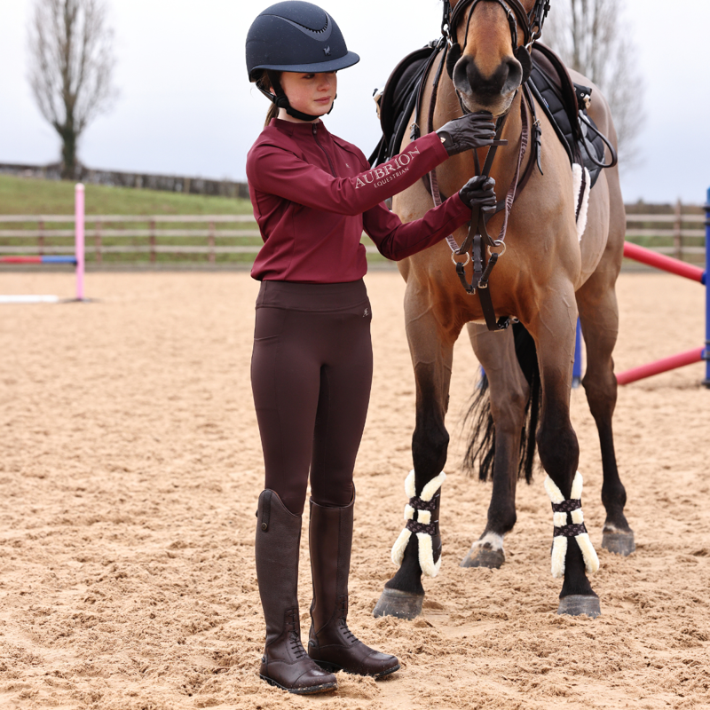 Aubrion Equestrian Young Rider Riding Winter Tights - Espresso-10