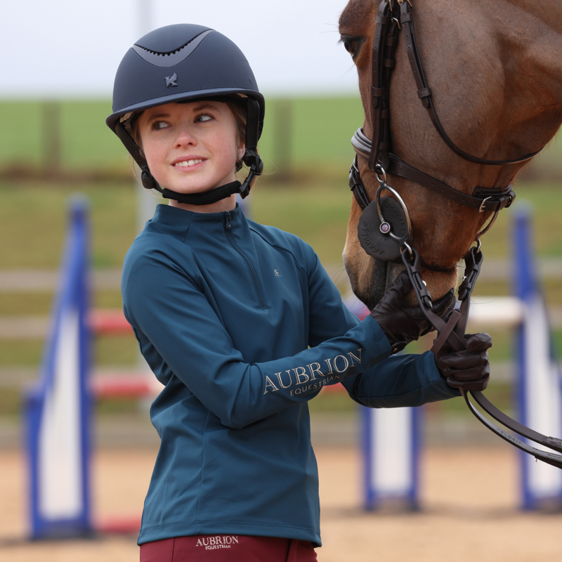 Aubrion Equestrian Young Rider Winter Long Sleeve Base Layer - Estate Blue-13