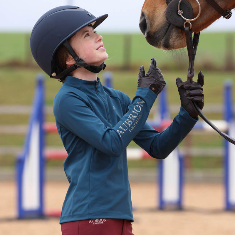 Aubrion Equestrian Young Rider Winter Long Sleeve Base Layer - Estate Blue-12