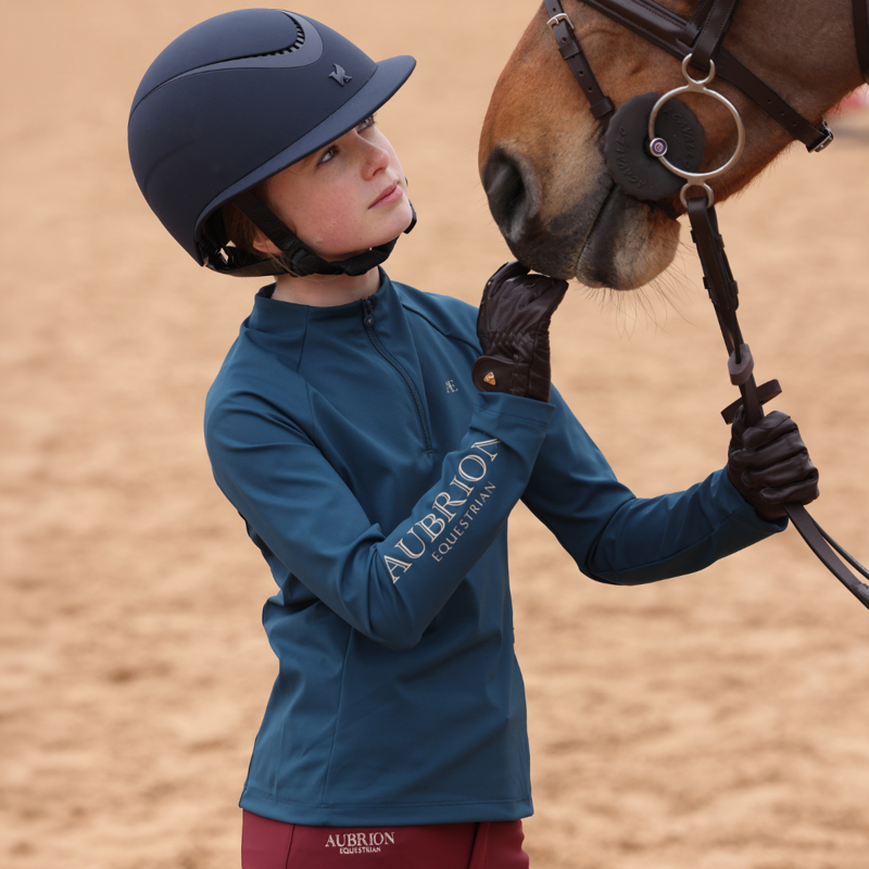 Aubrion Equestrian Young Rider Winter Long Sleeve Base Layer - Estate Blue-10