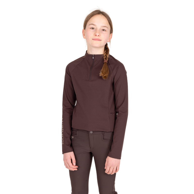 Aubrion Equestrian Young Rider Winter Long Sleeve Base Layer - Espresso