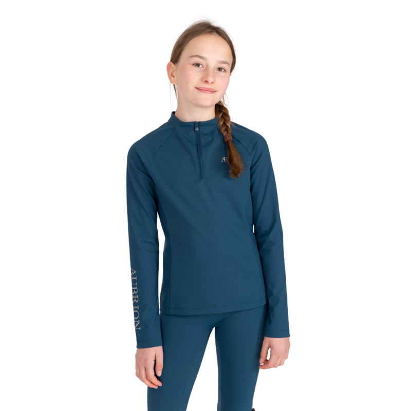Aubrion Equestrian Young Rider Winter Long Sleeve Base Layer - Estate Blue