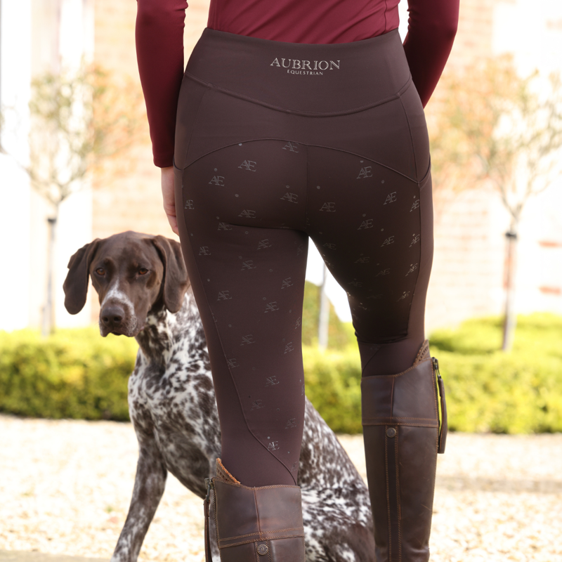 Aubrion Equestrian Winter Riding Tights - Espresso-12