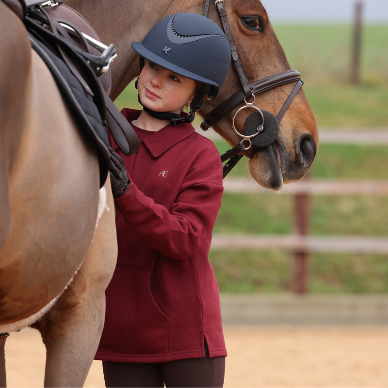 Aubrion Equestrian Young Rider Quarter Zip Sweater - Port-8