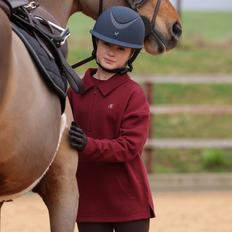 Aubrion Equestrian Young Rider Quarter Zip Sweater - Port-9