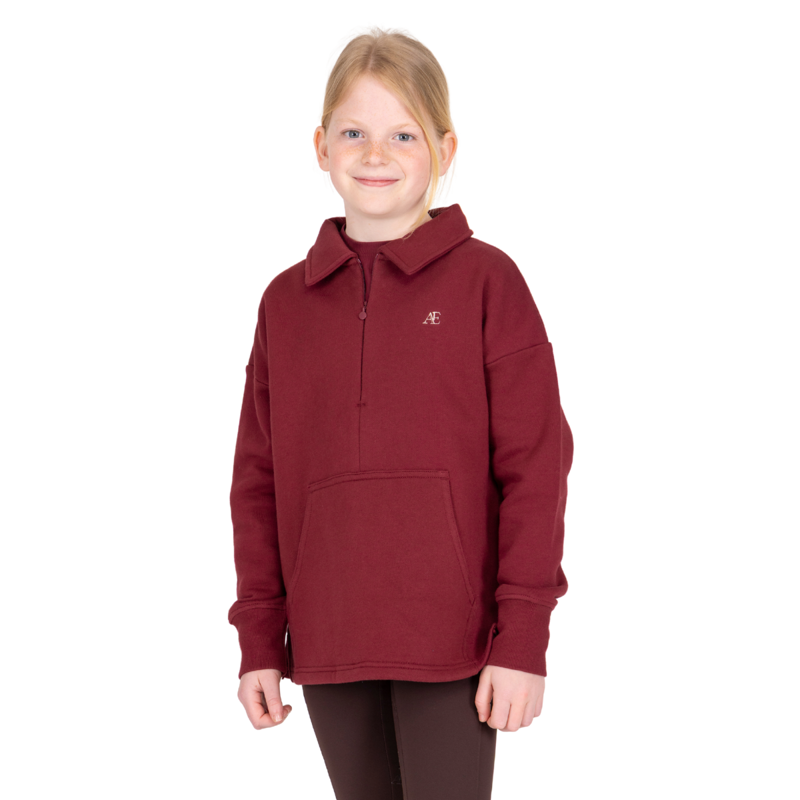 Aubrion Equestrian Young Rider Quarter Zip Sweater - Port