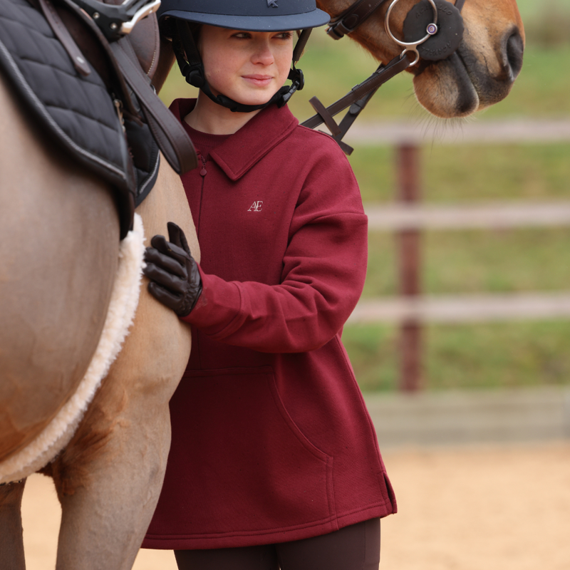 Aubrion Equestrian Young Rider Quarter Zip Sweater - Port-10