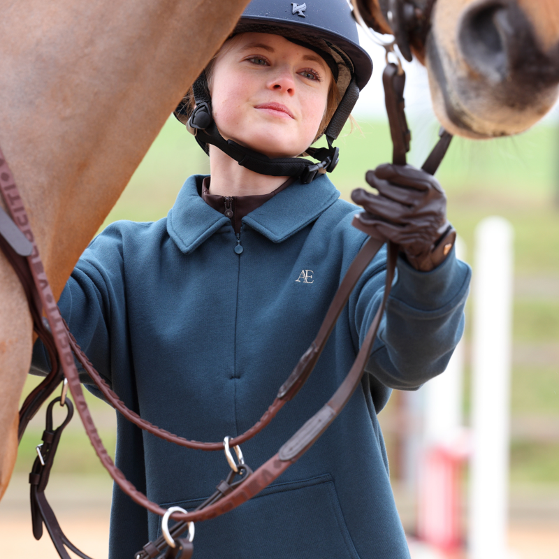 Aubrion Equestrian Young Rider Quarter Zip Sweater - Estate Blue-10