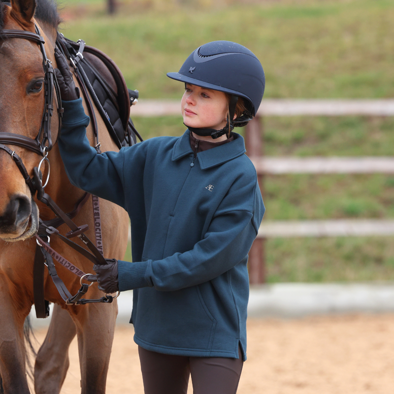 Aubrion Equestrian Young Rider Quarter Zip Sweater - Estate Blue-9