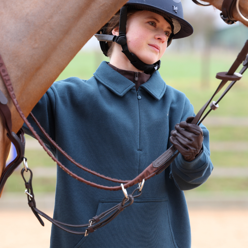 Aubrion Equestrian Young Rider Quarter Zip Sweater - Estate Blue-12