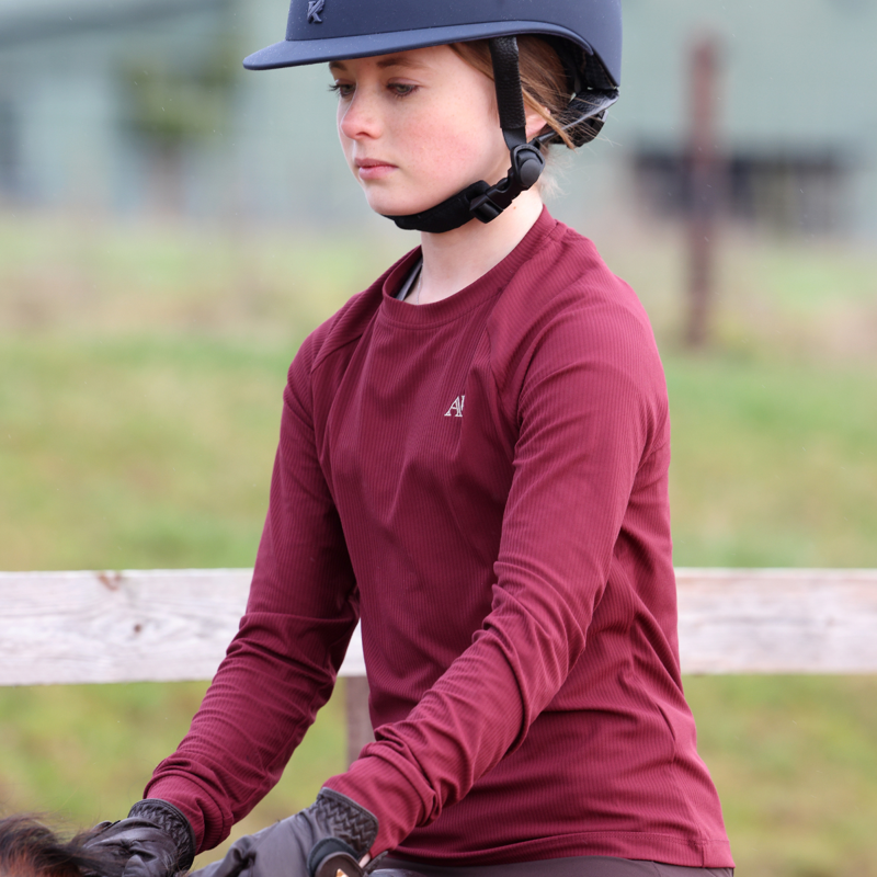 Aubrion Equestrian Young Rider Ribbed Long Sleeve Top - Port-6