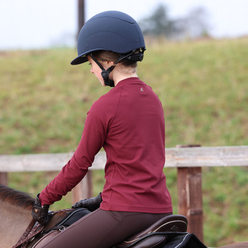 Aubrion Equestrian Young Rider Ribbed Long Sleeve Top - Port-9