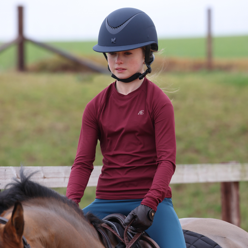 Aubrion Equestrian Young Rider Ribbed Long Sleeve Top - Port-10