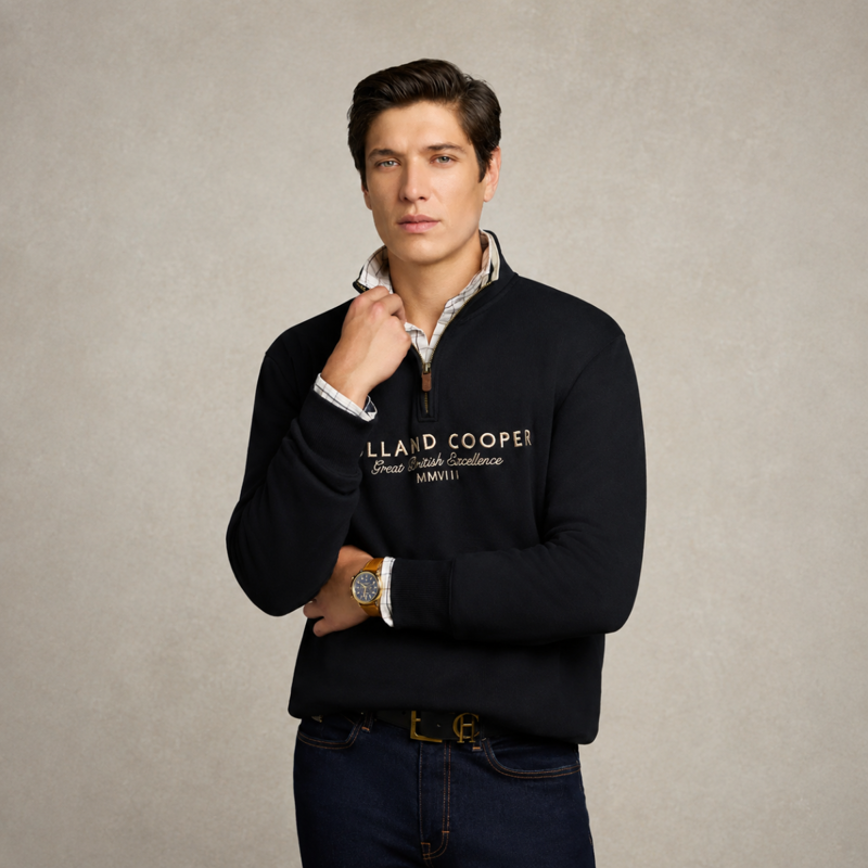 Holland Cooper Men's Heritage Quarter Zip Sweat - Black-1