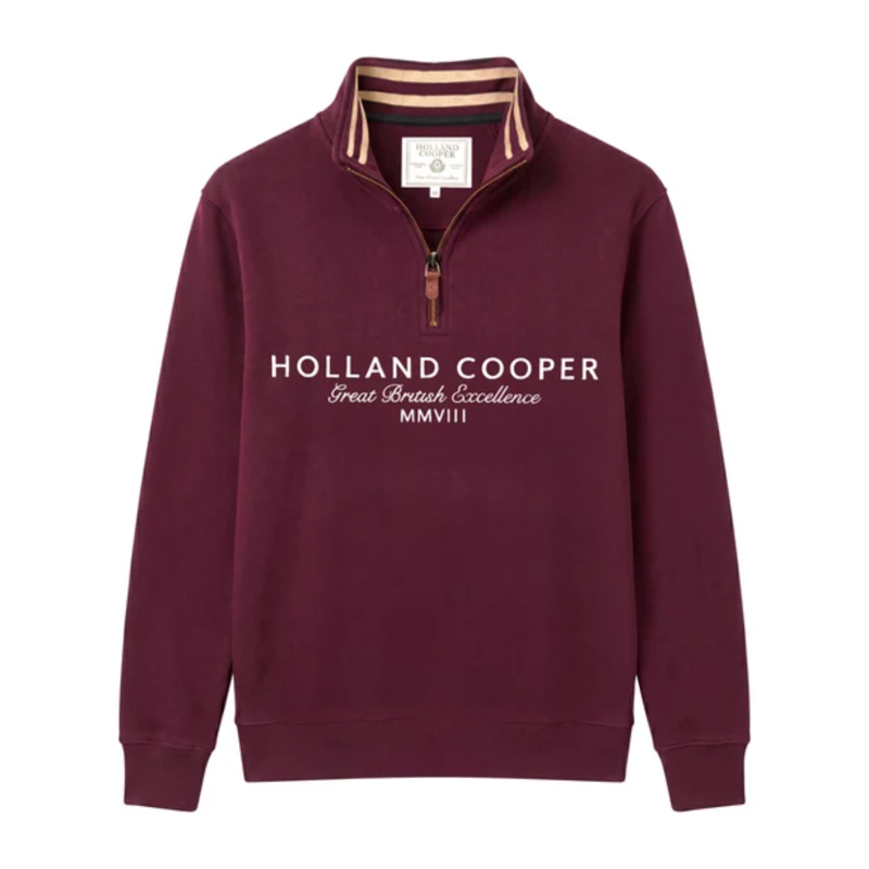 Holland Cooper Men's Heritage Quarter Zip Sweat - Mulberry-4
