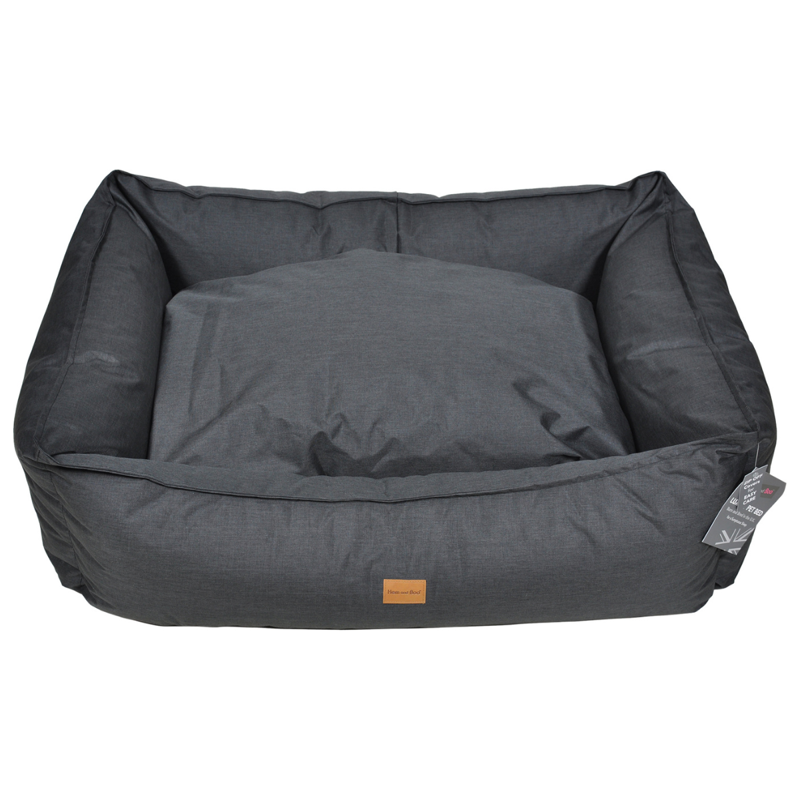 Hem and Boo Luxury Waterproof Rectangle Dog Bed - Black