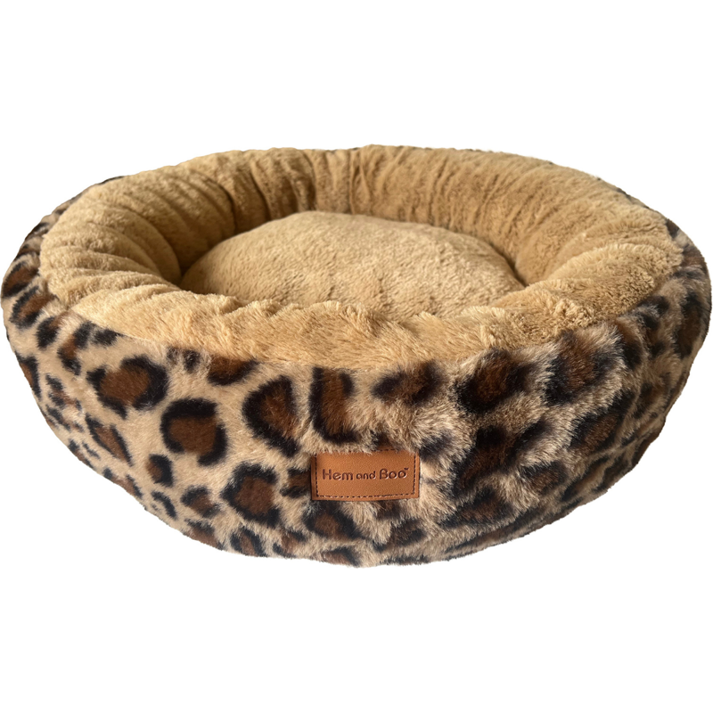 Hem and Boo Leopard Print Round Pet Bed
