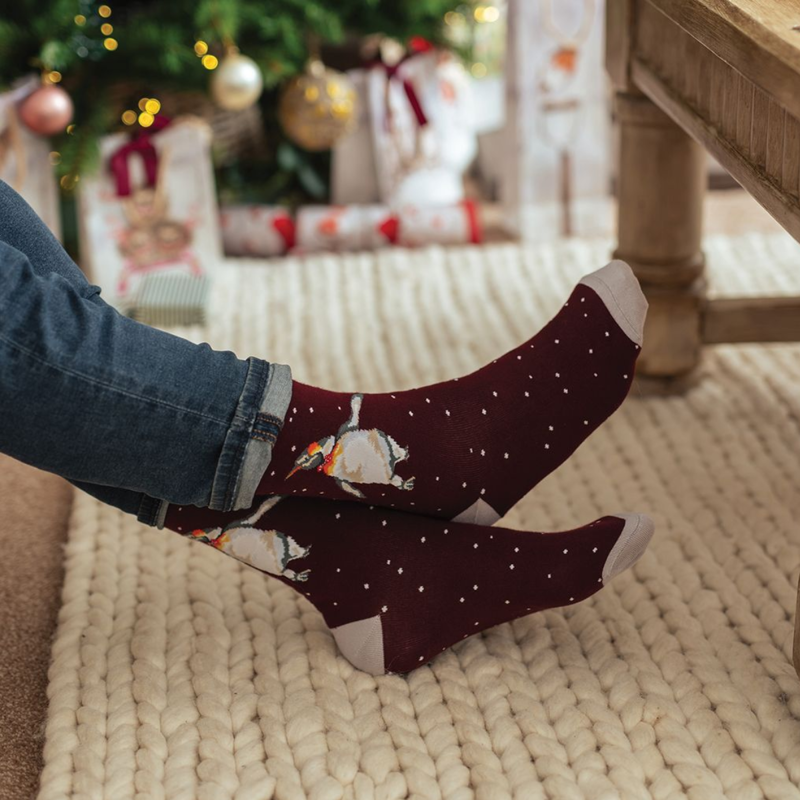 Wrendale Design's Men's 'King Penguin' Christmas Socks-1