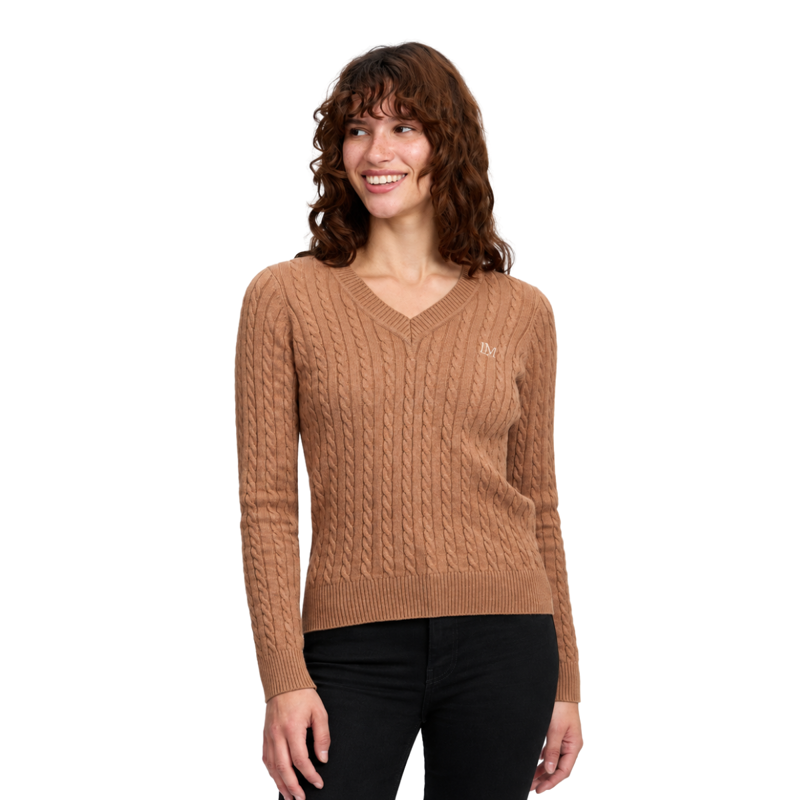 LeMieux Cora Cable V-Neck Knit Jumper - Caramel