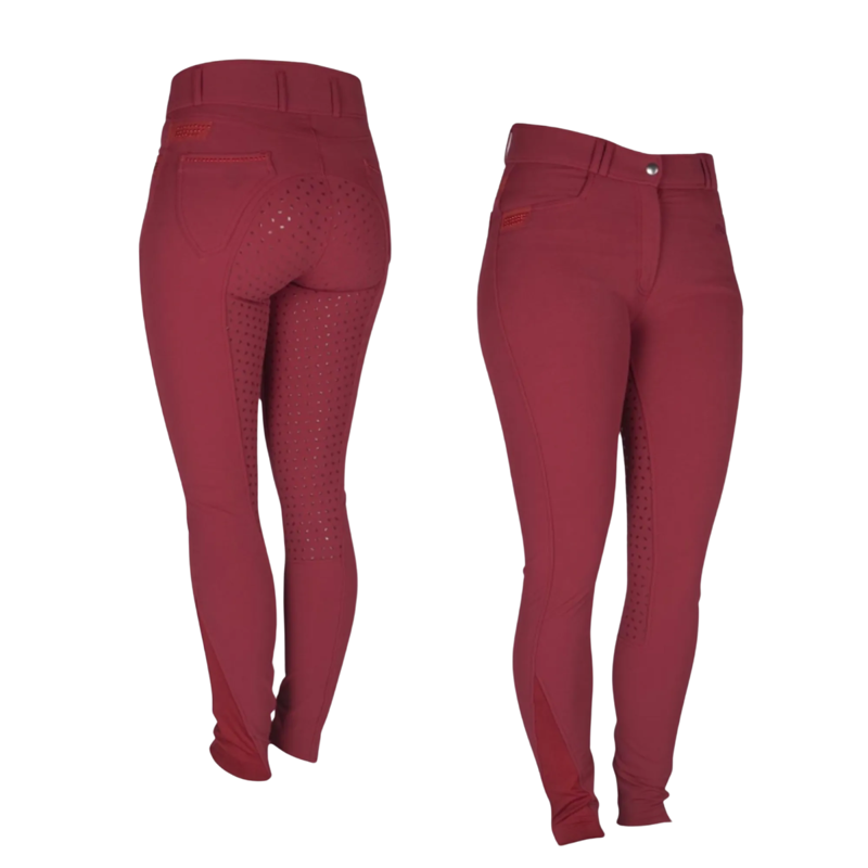 Montar Lena Yati Ladies Full Silicone Seat Breeches - Red