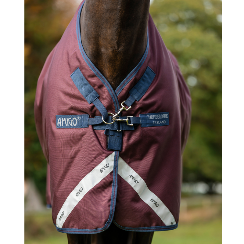 Horseware Amigo 1200D 250g Turnout Rug - Burgundy/Navy/Titanium Grey-2