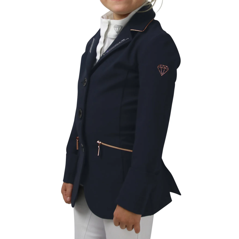 Hy Equestrian Cadiz Mizs Junior Show Jacket - Navy/Rose Gold