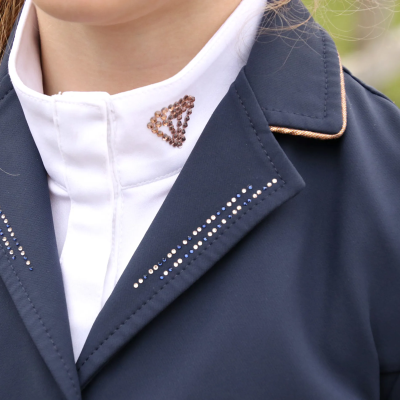 Hy Equestrian Cadiz Mizs Junior Show Jacket - Navy/Rose Gold-2