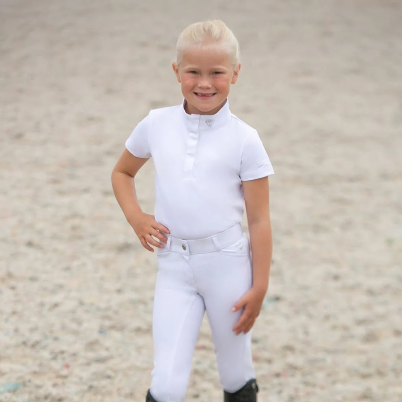 Hy Equestrian Cadiz Mizs Junior Show Shirt - White/Silver