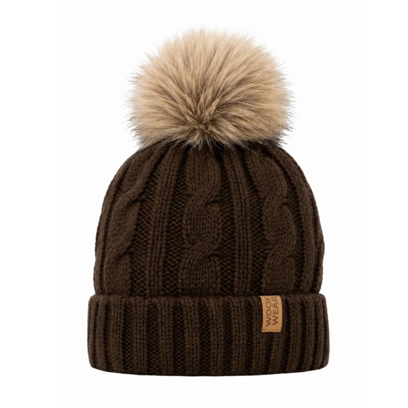 Woof Wear Cable Knit Beanie - Chocolate-1