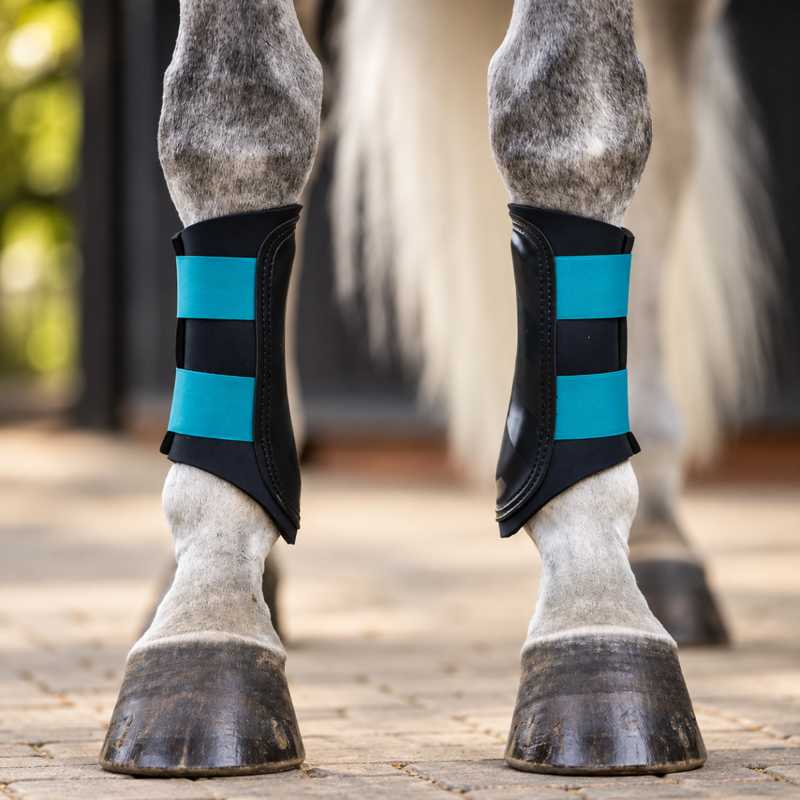Woof Wear Club Brushing Boots - Black/Ocean-1