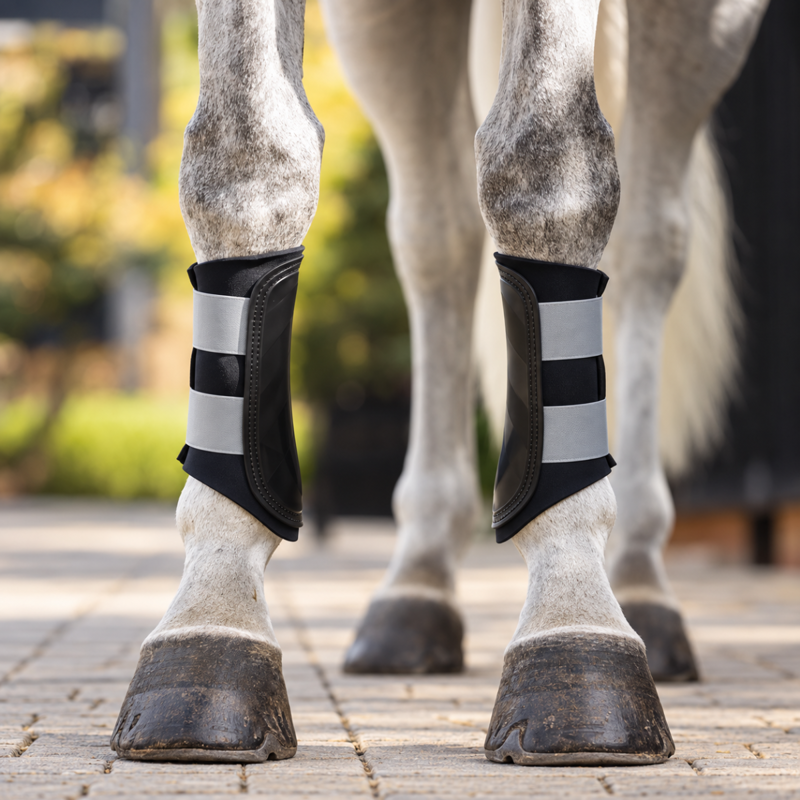Woof Wear Club Brushing Boots - Black/Steel-1