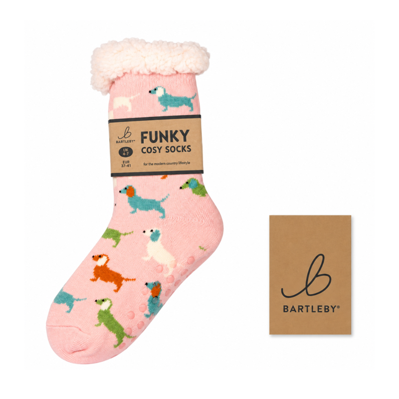 Bartleby Ladies Sherpa Socks  - UK 4-8 - Dachshund-1