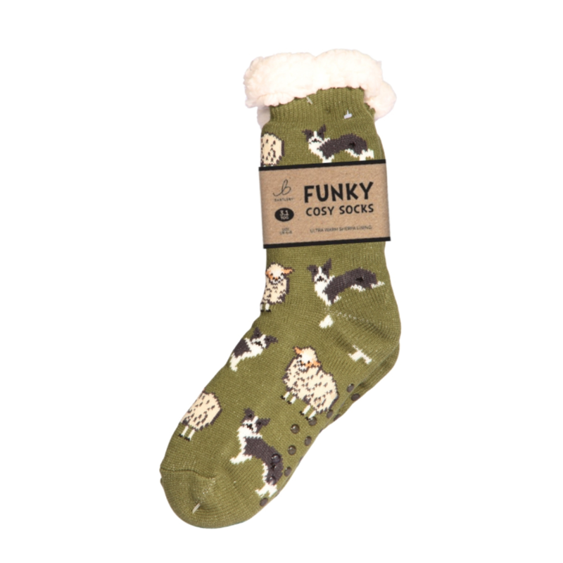 Bartleby Men's Sherpa Socks - UK 6-11 - Sheep and Sheepdog 