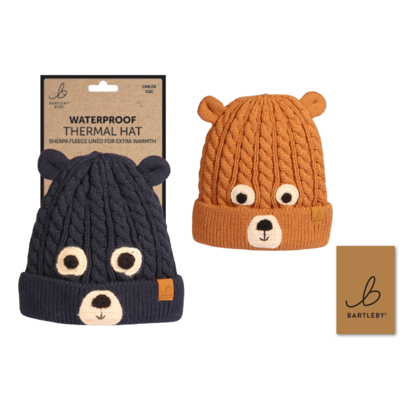 Bartleby Child's Assorted Sherpa Lined Waterproof Beanie - Bear