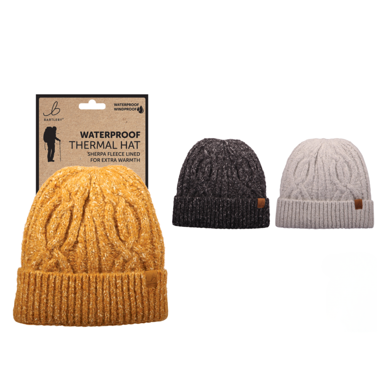 Bartleby Unisex Waterproof Chunky Knit Flecked Hat - Assorted Colours