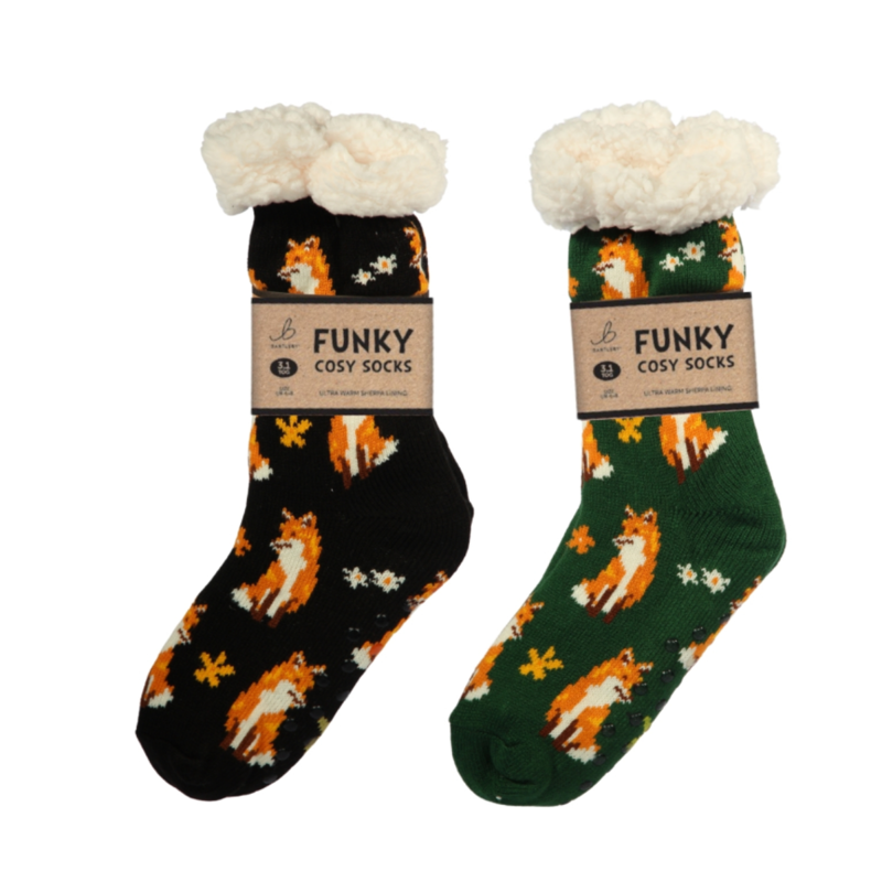 Bartleby Ladies Sherpa Socks - Size UK 4-8 - Cunning Fox