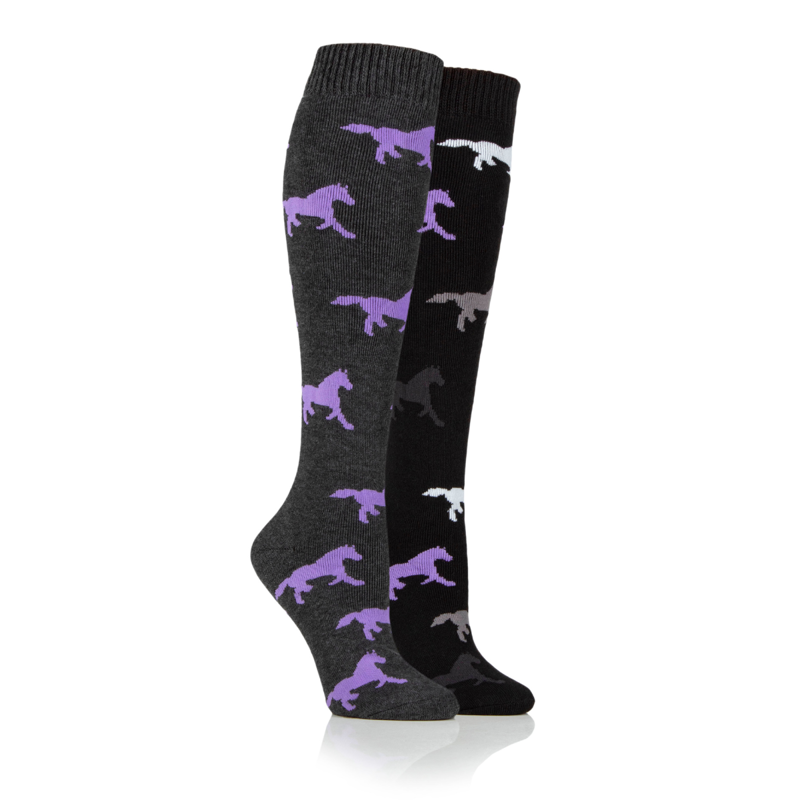 Storm Bloc Ladies 2 Pack Long Horse Socks - Charcoal/Black
