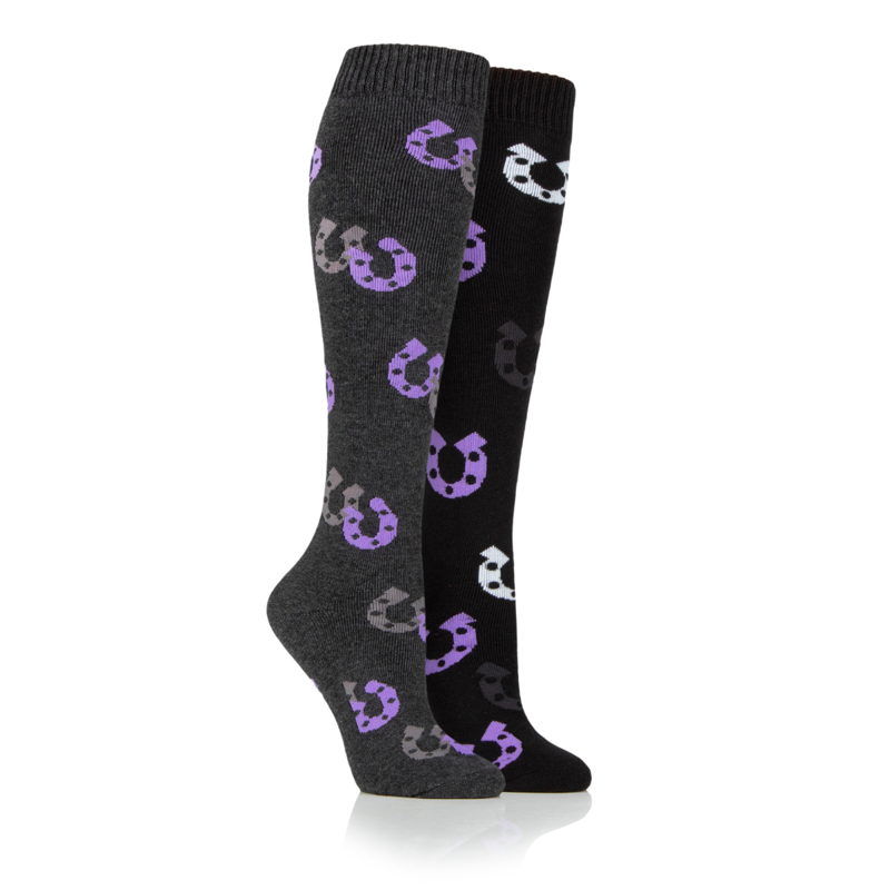 Storm Bloc Ladies 2 Pack Long Horse Shoe Socks - Charcoal/Black 