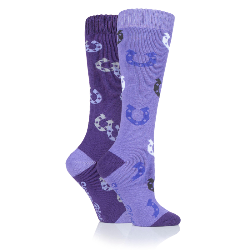 Storm Bloc Ladies 2 Pack Long Horse Shoe Socks - Purple/Lilac