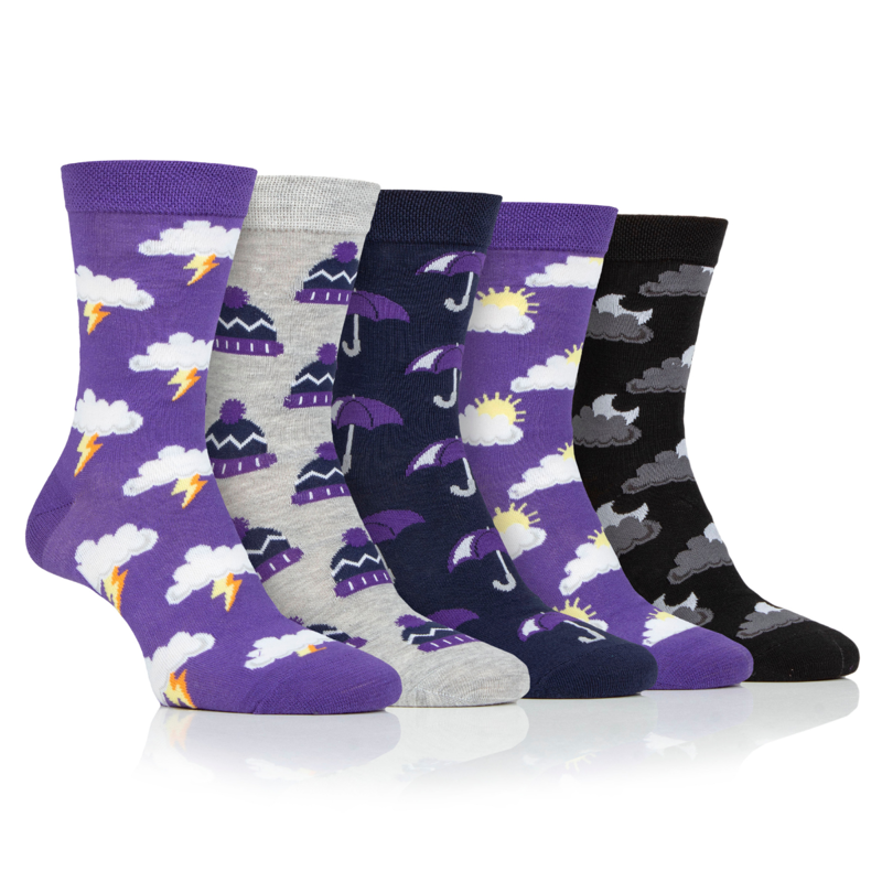 Dare To Wear Ladies 5 Pack Weather Novelty Crew Socks - Assorted 
