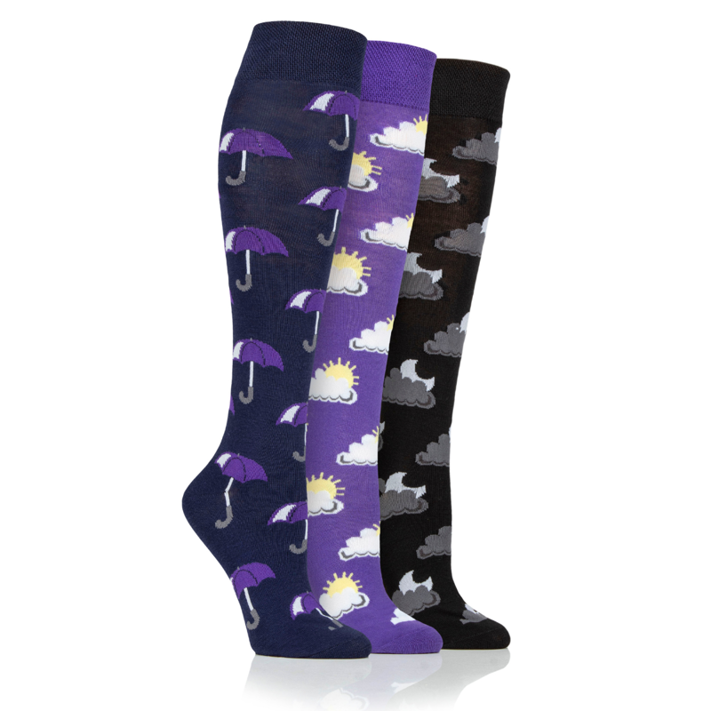 Dare To Wear Ladies 3 Pack Weather Novelty Long Socks - Assorted